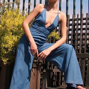Free People soft denim flare jumpsuit - size M